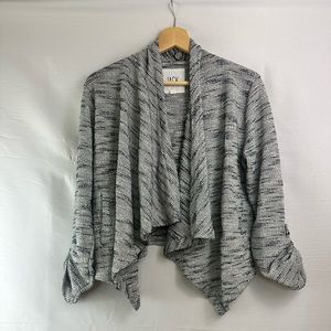 🖤 Cozy Marbled Black & White Knit Cropped Cardigan with Shawl 🖤